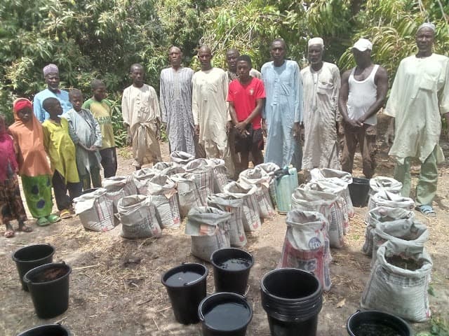 Community beneficiaries receiving agricultural support and training